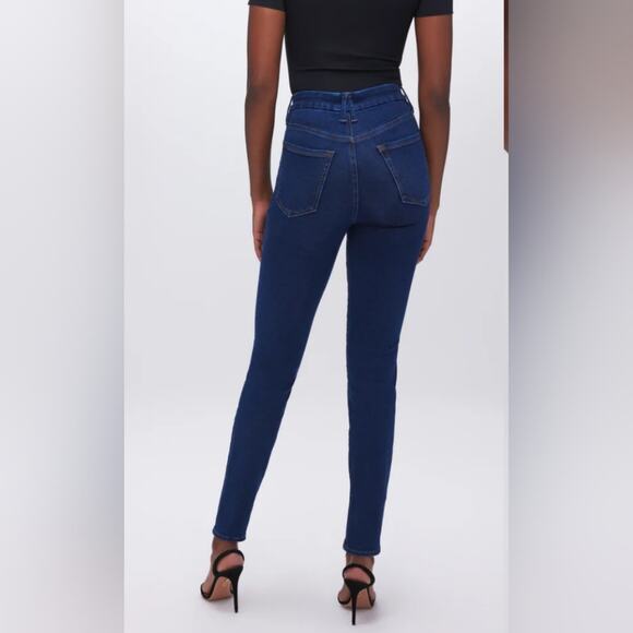 Good American NEW Good Waist Compression Dark Wash Skinny Straight Jeans 24 - Picture 13 of 16